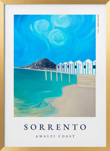 Sorrento Amalfi Coast Beach | Poster - Gold Frame Interior