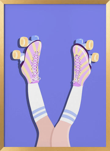 Retro Roller Skates | Poster - Gold Frame Interior