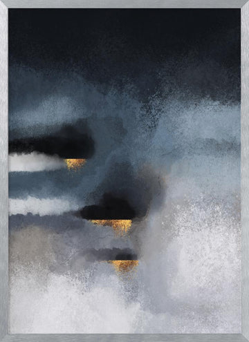 Golden Storm Abstract | Poster - Silver Frame Interior