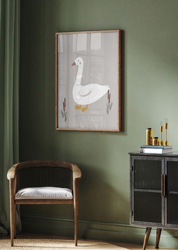 Minimalist White Goose | Poster - Room Interior 2