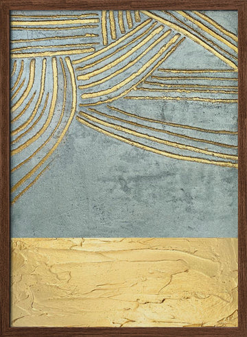 Textured Gold Waves | Poster - Walnut Frame Interior