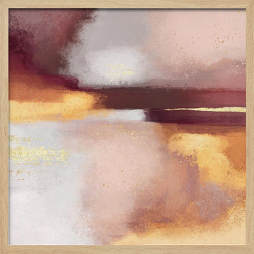 Golden Blush Abstract | Poster - Wood Frame Interior