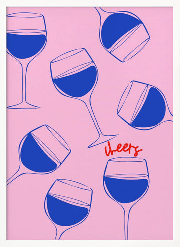 Cheers Pink Wine | Poster - White Frame Interior