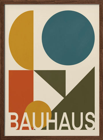 Bauhaus Geometric Shapes | Poster - Walnut Frame Interior