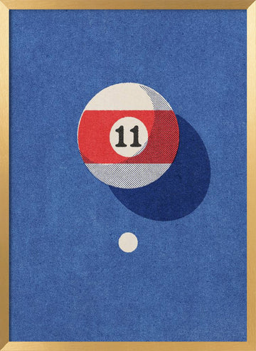 Eleven Striped Pool Ball | Poster - Gold Frame Interior