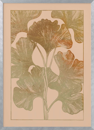 Golden Ginkgo Leaves | Poster - Silver Frame Interior