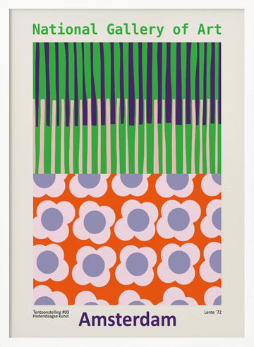 Retro Floral Stripes | Poster - White Frame Interior