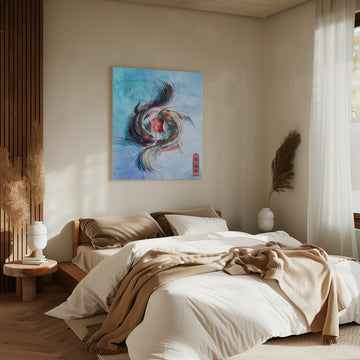 Yin Yang Koi Fish | Canvas - Room Interior 2