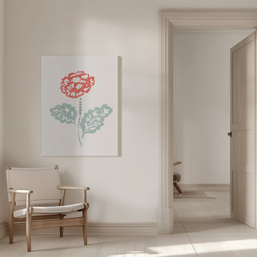 Red Floral Block Print | Canvas - Room Interior 1