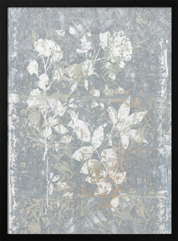 Abstract Grey Botanicals | Poster - Black Metal Frame Interior
