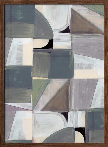 Geometric Patchwork Abstract | Poster - Walnut Frame Interior