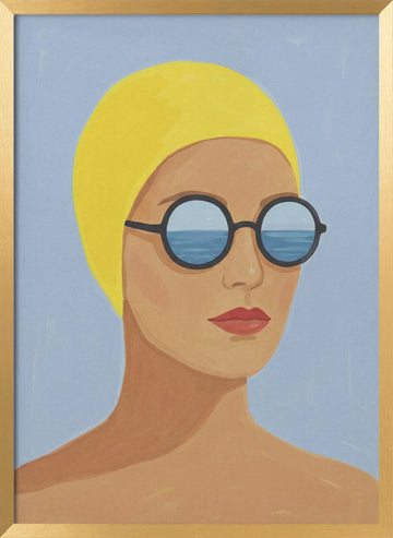 Ocean Gaze Swimmer | Poster - Gold Frame Interior