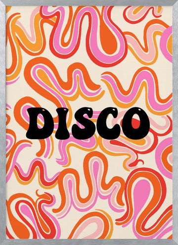 Groovy Disco Waves | Poster - Silver Frame Interior