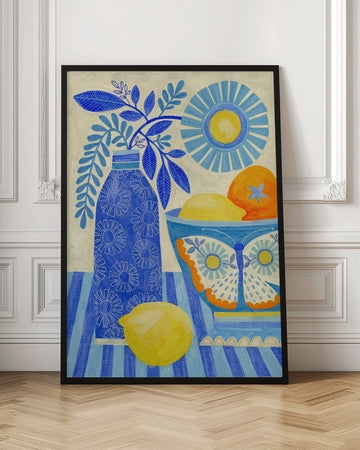 Blue Citrus Still Life | Poster - Room Interior 1