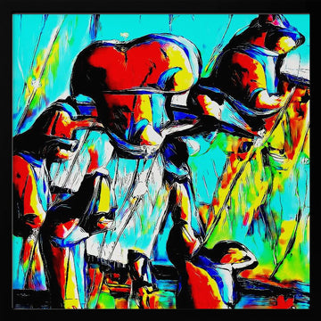 Colorful Abstract Bears | Poster - Black Metal Frame Interior