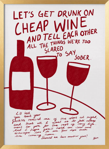 Cheap Wine | Poster - Gold Frame Interior