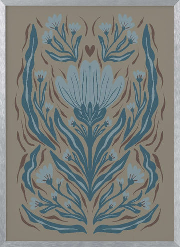 Muted Botanical Heart | Poster - Silver Frame Interior