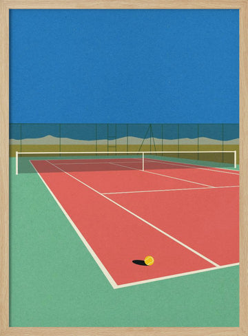 Tennis Court In the Desert | Poster - Wood Frame Interior