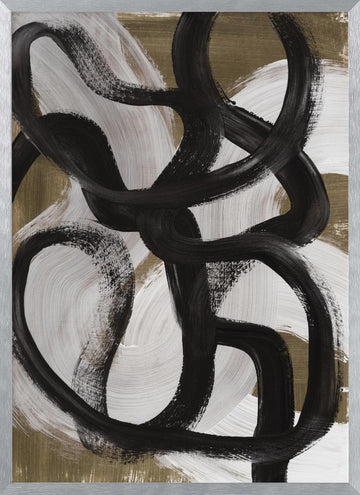 Abstract Brush Strokes 127X | Poster - Silver Frame Interior