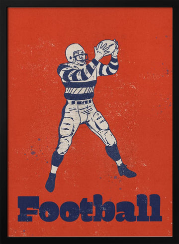 Vintage Football Catch | Poster - Black Metal Frame Interior
