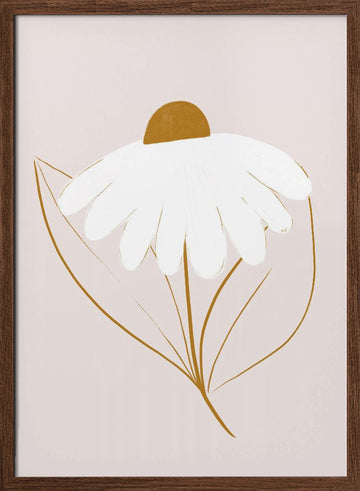 Minimalist Daisy Bloom | Poster - Walnut Frame Interior