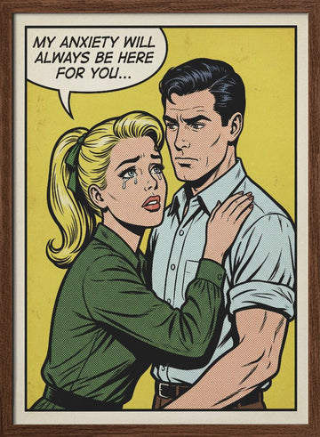Crying Woman Anxiety Pop Art | Poster - Walnut Frame Interior
