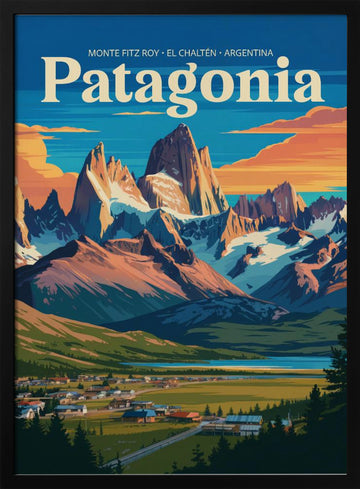 El Chaltén Valley Glow | Poster - Black Metal Frame Interior