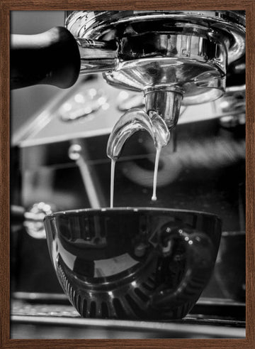 Fresh Espresso Brew | Poster - Walnut Frame Interior