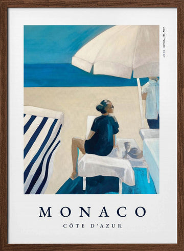 Monaco Beach Relaxation | Poster - Walnut Frame Interior
