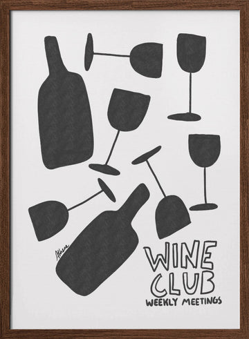 Wine Club | Poster - Walnut Frame Interior