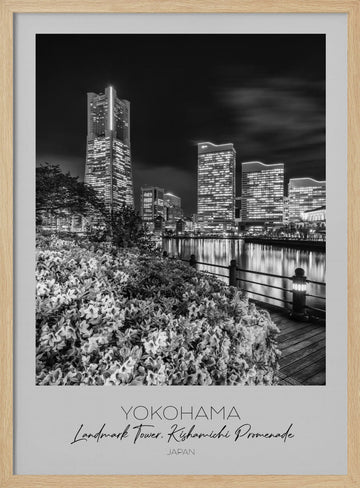 Yokohama Night Landmark Promenade | Poster - Wood Frame Interior
