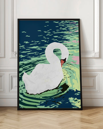 Graceful Swan on Water | Poster - Room Interior 1