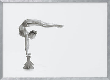 Silver Gymnast Handstand | Poster - Silver Frame Interior