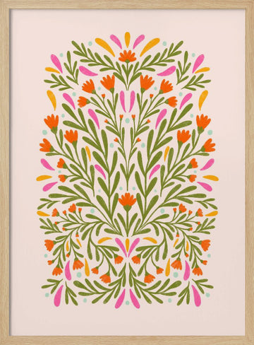Cheerful Botanical Design | Poster - Wood Frame Interior