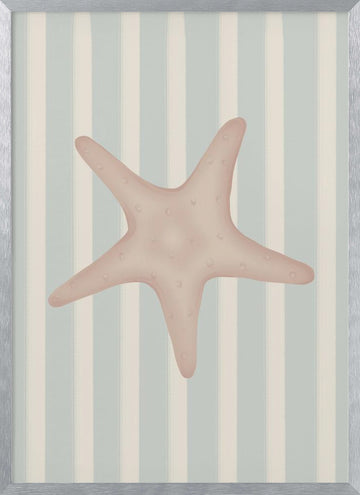 Coastal Starfish Stripes | Poster - Silver Frame Interior