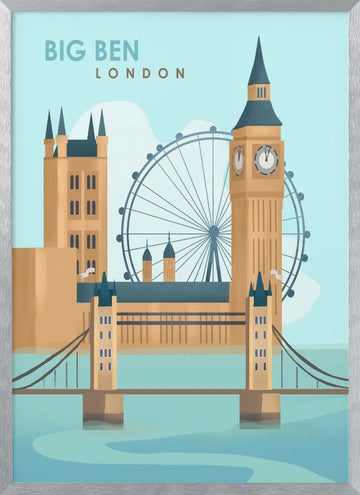 London (2) | Poster - Silver Frame Interior