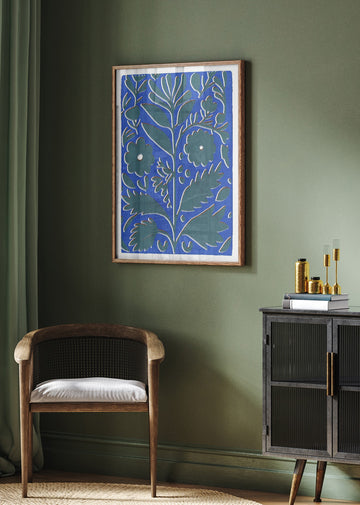 Vibrant Blue Botanicals | Poster - Room Interior 2