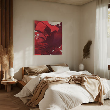 Vibrant Crimson Petals | Canvas - Room Interior 2