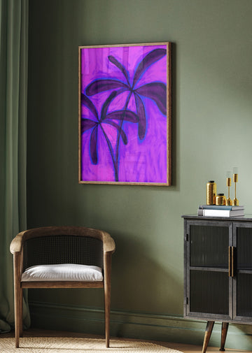 Abstract Purple Palms | Poster - Room Interior 2