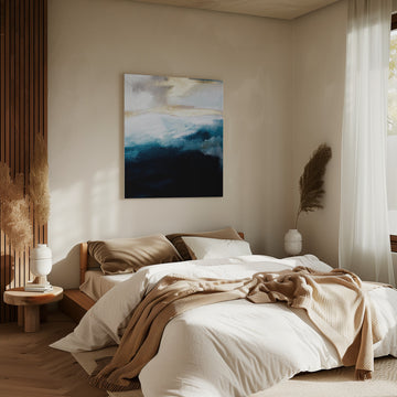 Deep Blue Gold Waves | Canvas - Room Interior 2