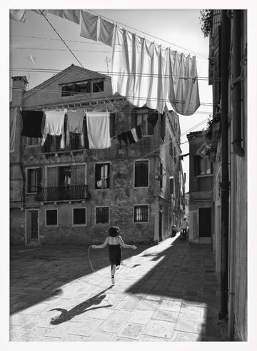 Skipping Girl Venice Alley | Poster - White Frame Interior