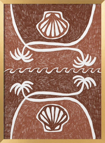 Tropical Beach Scallops | Poster - Gold Frame Interior