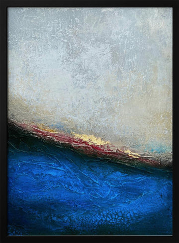 Golden Horizon Abstract | Poster - Black Metal Frame Interior