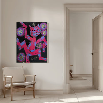 Vibrant Neon Cat | Canvas - Room Interior 1