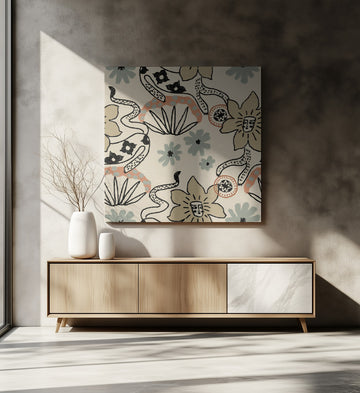 Bohemian Floral Snakes | Canvas - Room Interior 2