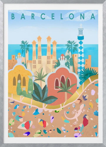 Barcelona | Poster - Silver Frame Interior
