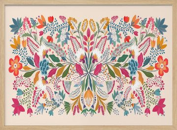 Vibrant Folk Floral | Poster - Wood Frame Interior