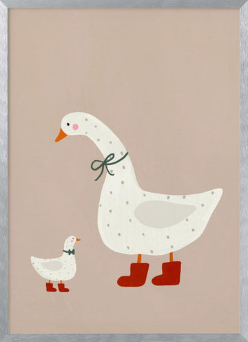 Goose and Gosling | Poster - Silver Frame Interior