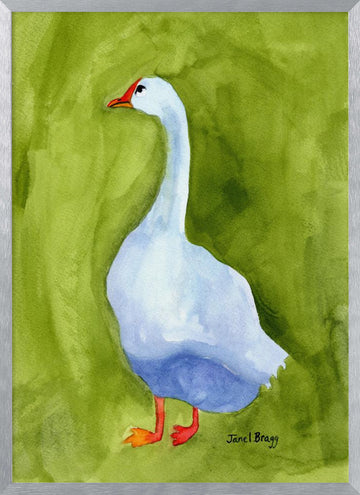 Elegant White Goose | Poster - Silver Frame Interior