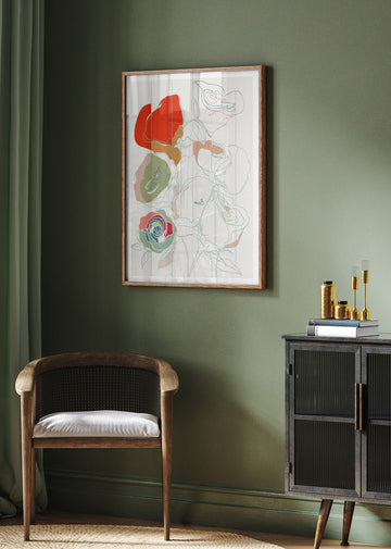 Colorful Abstract Roses | Poster - Room Interior 2